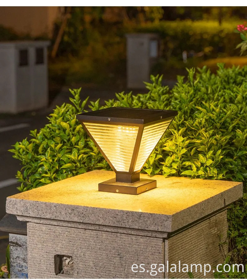 Modernas luces de columna solar al aire libre para patios y pasarelas
